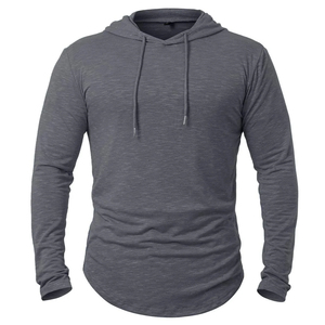 Sweat-shirt à capuche de sport d'hiver pour homme, respirant, écologique, brodé, en polyester/coton, uni, coupe ajustée, pour la gym - Product Image 6