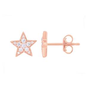 Boucles d'oreilles à clous en forme d'étoile de diamant rond - Product Image 1