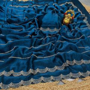 Buena calidad Crush Space Silk con Jarkhan Work Saree mujer moda fabricante y proveedor de la India al precio más bajo - Product Image 4