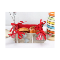 Corbeille à pain en coton et lin de qualité alimentaire point de satin brodé 25x25cm carré retient la chaleur pâte douce lavable à manger