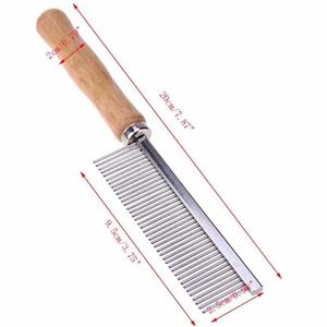 Pet Grooming Stainless Steel Wood Handle <b>Cat</b> and Dog Comb Professional Grooming Single Sided Comb - Product Image 5