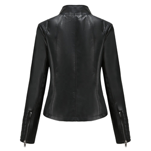 Blouson de moto en cuir véritable pour femme, hiver, respirant, rembourrage en coton tricoté, écologique, imperméable, réversible - Product Image 3