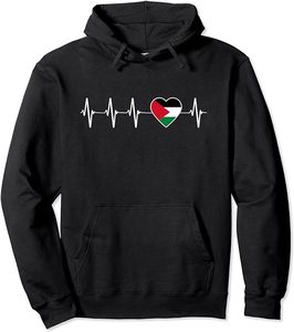 Sweat à capuche pour homme noir imprimé Free Palestine en coton French Terry, décontracté, pour l'automne, avec poche, coupe classique - Product Image 5