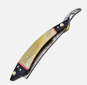 Nuevo Salón Profesional de acero de Damasco, maquinilla de afeitar recta y cinturón Strop, cuchillo plegable para afeitado en húmedo, cuidado del cabello, calidad de grado A + - Product Image 5
