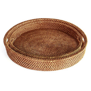 Bandejas para velas de frutas de ratán de bambú, bandejas de almacenamiento para servir, tamaño personalizado, Color, comedor, decoración del hogar - Product Image 3