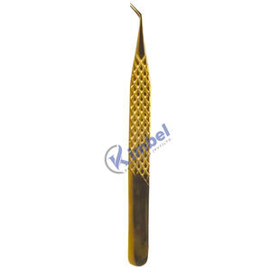 Pinzas profesionales para extensión de pestañas de acero inoxidable de 75 grados, mango de diamante dorado, aplicador de pestañas de volumen puntiagudo redondeado - Product Image 1