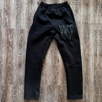 Conjunto de chándal de invierno personalizado de fabricante, de peso pesado, con sudadera con capucha y pantalones de chándal acampanados de tejido de rizo, talla grande, con pedrería