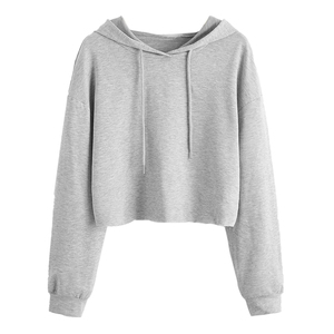 Sophisticated & Warm Personalized Logo Printing Short Length Breathable Full Sleeves Street Wear Winter Crop <b>Hoodies</b> - Product Image 2