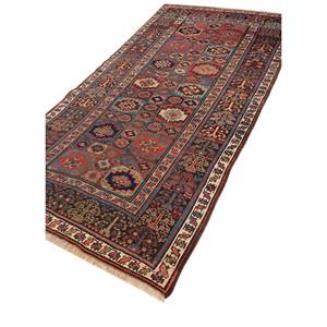 Alfombra de Lana Anudada a Mano Kiaan Paem-1085 Azul, Estilo Boho Geométrico Abstracto para Adolescentes, Rectangular, para Pasillo, Sala de Estar, Uso Doméstico - Product Image 2