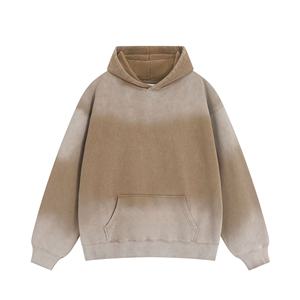 Sudadera con capucha de gran tamaño con logotipo personalizado, ropa informal desteñida al sol, Sudadera con capucha vintage recortada de algodón de felpa francesa y lavado ácido de peso pesado - Product Image 5