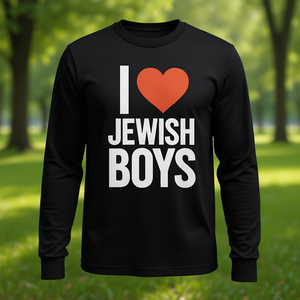 T-shirt à manches longues avec cœur rouge pour garçons juifs, I Love Jewish Boys - Product Image 3