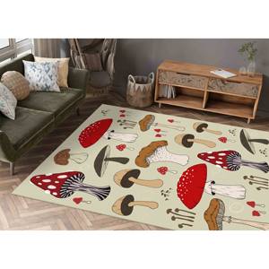 Tapis imprimé champignons rouges : Tapis épais en chenille, antidérapant, pour décoration moderne, tapis en velours - Product Image 2