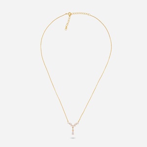 Collier en argent 92,5 plaqué or et rhodium, motif goutte d'eau et lettre, style religieux, chaîne tendance pour cadeau de mariage - Réf. 191312 - Product Image 4