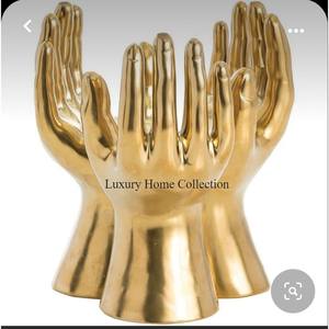 <b>Home</b> Designer Fancy Sculpture Statue Gold Color Floral Shape Aluminium Casted With White Color Base Rectangle Shape <b>Decor</b> Accent - Product Image 4