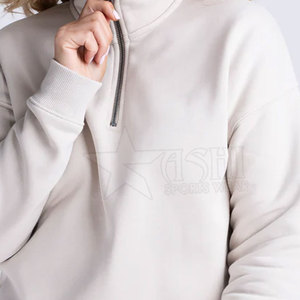 Jersey de media cremallera para mujer de alta calidad, sudadera con forro polar, logotipo bordado personalizado, cuello levantado liso en blanco, productos para caballos - Product Image 4