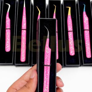 Pince à épiler pour extension de cils incurvés avec nom de marque personnalisé et boîte d'emballage Outils de maquillage pour faux cils - Product Image 1