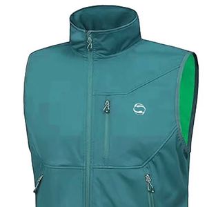 Gilet Softshell léger pour homme Veste sans manches imperméable avec col montant et logo sur le devant pour voyage, randonnée et course à pied - Product Image 2