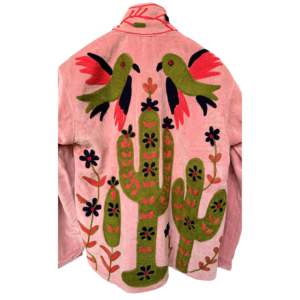 Veste courte rose en velours brodé, style universitaire, réversible, matelassée, en satin avec doublure en lin, pour le printemps et l'automne - Product Image 2