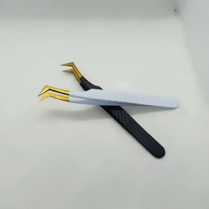 Pinzas Profesionales para Extensión de Pestañas con Punta de Microfibra, Acero Inoxidable de Precisión, Herramientas para Aislamiento de Volumen en Blanco y Negro - Product Image 1