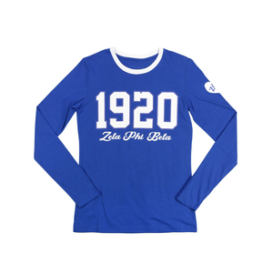 Zeta Phi Beta 1920 T-shirt à manches longues broderie en coton bleu royal vêtements de vie grecs chemise de sororité collégiale personnalisée - Product Image 1