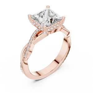 Bague solitaire moderne en or rose plaqué avec diamant taille princesse, clarté VS1, unisexe, pour fiançailles et anniversaire, prix de gros - Product Image 2