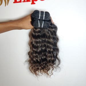 100% Extensions de cheveux humains indiens vierges Remy non transformés Machine Double trame vendeur faisceaux ondulés couleur naturelle - Product Image 5