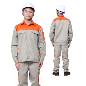 ชุดเครื่องแบบชุดทำงานสำหรับผู้ชายชุดผ้าฝ้ายโพลีเอสเตอร์สีเทาผสมหลายกระเป๋าสำหรับการทำเหมืองแร่ขนาดใหญ่ - Product Image 1