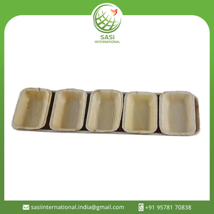100% Assiettes à sushi rectangulaires de vaisselle jetables en feuille de palmier biodégradable naturelle pour le service de nourriture de mariage - Product Image 2