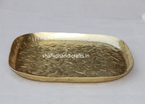 Bandeja de regalo de metal hecha a mano decorativa Bandeja de servicio de oro de metal. - Product Image 5