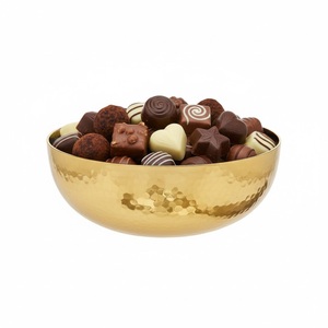 Bol de service en métal de forme organique finition or, plat à bonbons décoratif en aluminium unique sur pied, décoration d'intérieur, article cadeau de table - Product Image 2