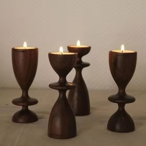 High Quality Decorative <b>Wooden</b> <b>Pillar</b> <b>Candle</b> Stand Hand Crafted Tabletop <b>Candle</b> <b>Holders</b> for Living Room Wedding - Product Image 2