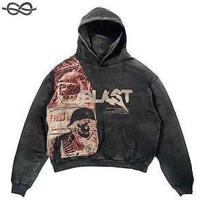 Wholesale Washed High Quality 350g Heavyweight Men's <b>Oversized</b> Hoodies Loose Vintage Acid Wash <b>Hoodie</b> - Product Image 5