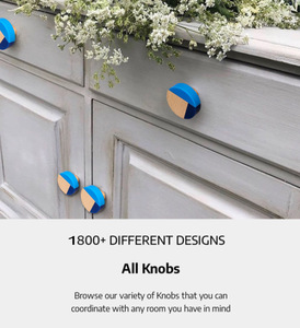 Boutons en bois de résine bleue de conception industrielle pour des poignées de tiroir d'armoire de porte de commode pour le salon de chambre à coucher - Product Image 3