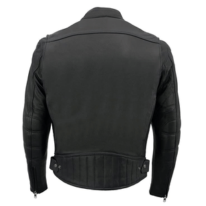 Chaqueta de moto transpirable a prueba de viento de piel de vaca negra Unisex cuerpo largo con cierre de botón a presión de cuello ropa deportiva de talla grande - Product Image 2