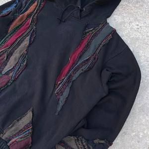 Men's Custom <b>Black</b> Oversized Hoodie Lightweight Breathable <b>Sweatshirt</b> with Distressed Embroidery Patch and Logo - Product Image 4