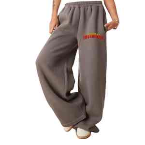 Women's Winter Casual Regular Fit Straight Fleece Sweatpants <b>Elastic</b> Waist Custom Heat-Transfer Printed Logo Streetwear <b>Lace</b> - Product Image 1