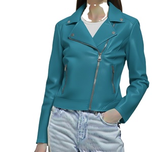 Veste d'hiver pour femme en cuir véritable de qualité supérieure, tricotée, respirante, col montant uni, fermeture éclair, taille unique, design personnalisé - Product Image 1