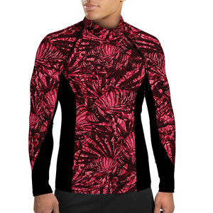 Camiseta Deportiva de Compresión de Manga Larga para Hombre, con Estampado Floral Rojo, de Secado Rápido, en Spandex y Poliéster - Product Image 1