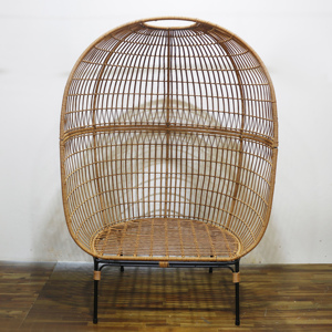 Artex Dong thap เก้าอี้มีเชือกถักรูปทรงไข่แบบทันสมัยโครงเหล็กสีดำหวายพลาสติกสีน้ำตาลสำหรับใช้ในห้องนอนกลางแจ้ง - Product Image 2