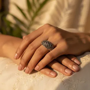 Women's 925 Sterling Silver Classic <b>Dainty</b> Elegant Marcasite Cocktail <b>Ring</b> Third Party Certified for Daily Wear & Sensitive Skin - Product Image 1