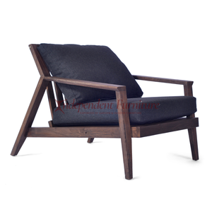 Sofá minimalista moderno para exteriores, silla de madera rústica de teca marrón con cojín cómodo para el hogar, el hotel o el jardín - Product Image 1