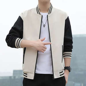 Veste en cuir d'hiver pour homme de style baseball décontracté et sportif, logo sur le devant en toile, capuche, nouvelle tendance - Product Image 2