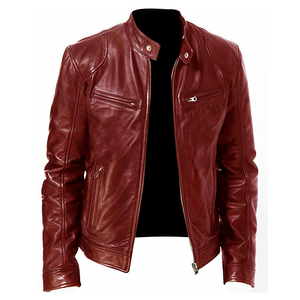Chaqueta de cuero PU con cremallera para hombre Chaqueta de cuero de moda de calidad personalizada para hombre Nueva chaqueta de cuero de moda para hombre al por mayor - Product Image 2