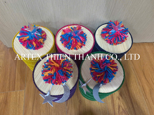Handmade Blue Woven Gift <b>Basket</b> with Colorful Wooden Beads Customizable Ramadan Eid <b>Hampers</b> Wholesale in Vietnam - Product Image 6