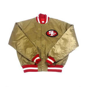 แจ็คเก็ตซาตินสีทอง San Francisco 49ers รุ่นวินเทจแท้ ปี 2025 สไตล์ Cool Satin  ย้อนยุคสู่วันแห่งความรุ่งโรจน์ แจ็คเก็ตคุณภาพสูงสำหรับผู้ชาย - Product Image 4