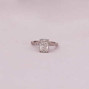 Radiant Cut Lab Grown Diamond Engagement Ring Hidden Halo 14K <b>Solid</b> Gold Trendy Style IGI Certificate Women's Fashion Gift Ring - Product Image 1