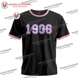 Camisetas Bordadas con Letras Griegas para Mujer de la Hermandad Jack and Jill |   Camiseta Jill of America azul y rosa, estilo jersey, media manga - Product Image 2