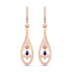 REYES Venta Directa de Fábrica, Pendientes Colgantes de Plata de Ley 925 con Moissanita VVS y Zafiro Azul para Mujer - Product Image 3