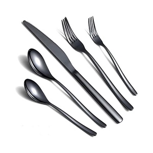Unique Stainless Steel Royal <b>Black</b> Dinner Restaurant Flatware Set Metal Reusable Wedding Use <b>Gold</b> Plated <b>Cutlery</b> Set - Product Image 1