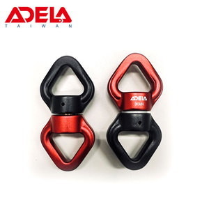 Point d'ancrage pivotant en aluminium avec anneau en D, rotation à 360 degrés, rouge et noir, double anneau, équipement de protection contre les chutes - Product Image 2